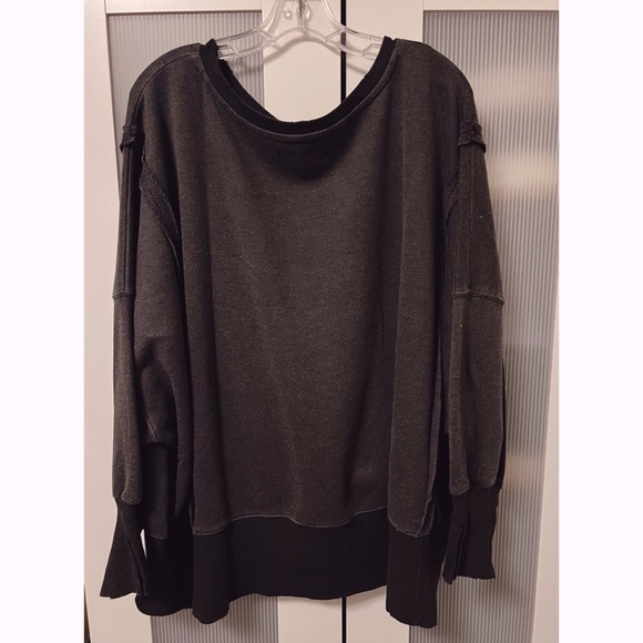 NWOT Free People Camden Dark Grey Sweatshirt Crewneck Oversized Size M - Picture 9 of 12